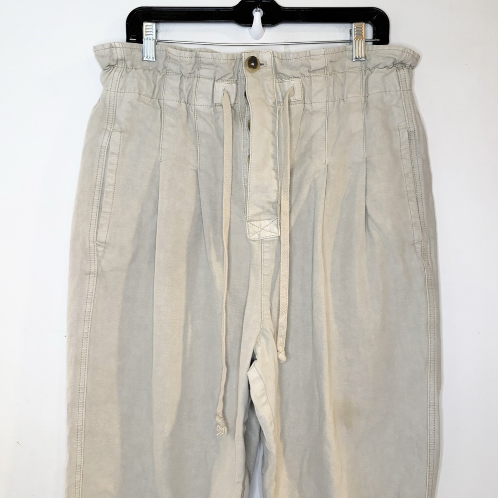 Free People Women's Margate Pleated Paperbag Waist Trouser Pants Beige Size M - Picture 4 of 8